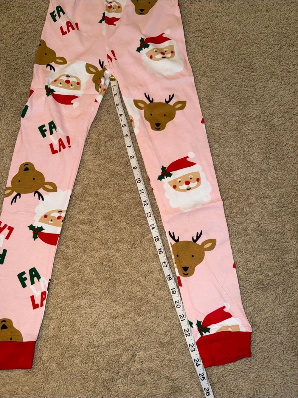 Carter's Pink Santa & Reindeer Pajama Set with Red Trim